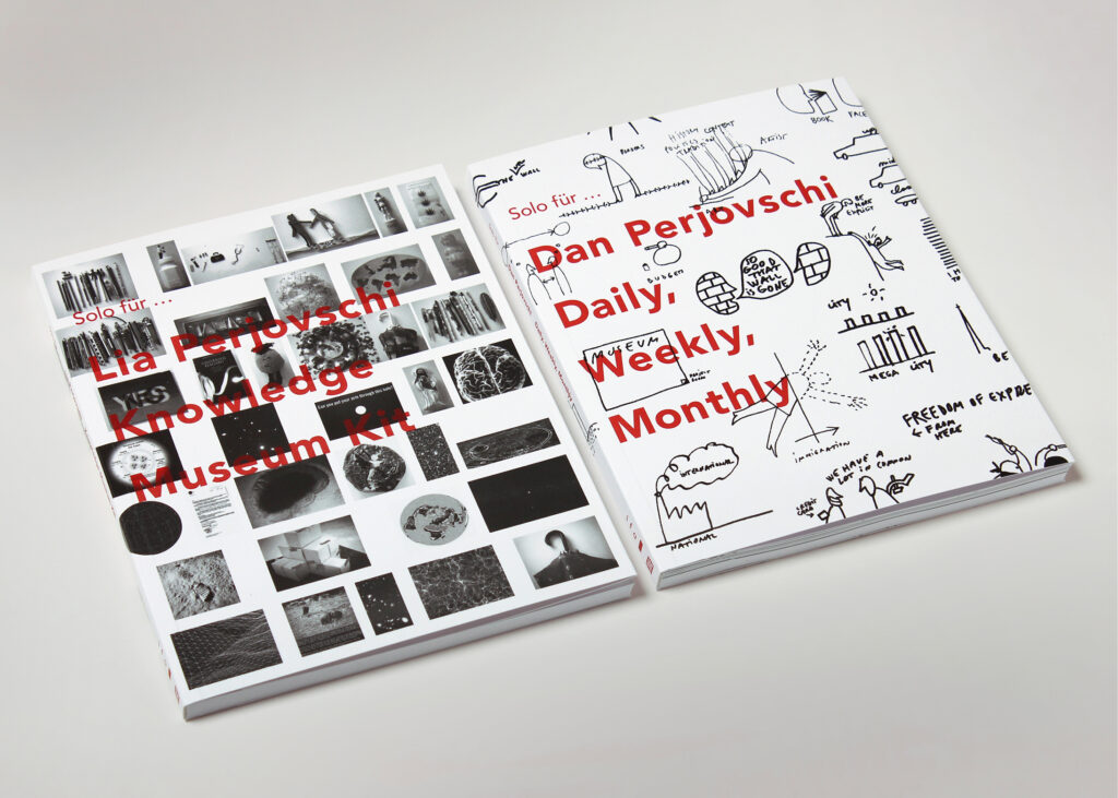 Exhibition catalogs for Dan & Lia Perjovschi at the Ifa gallery in Berlin.